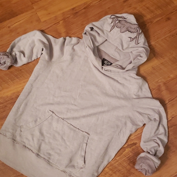 Fox Tops - FOX grey hoodie with detailing on Hood size M